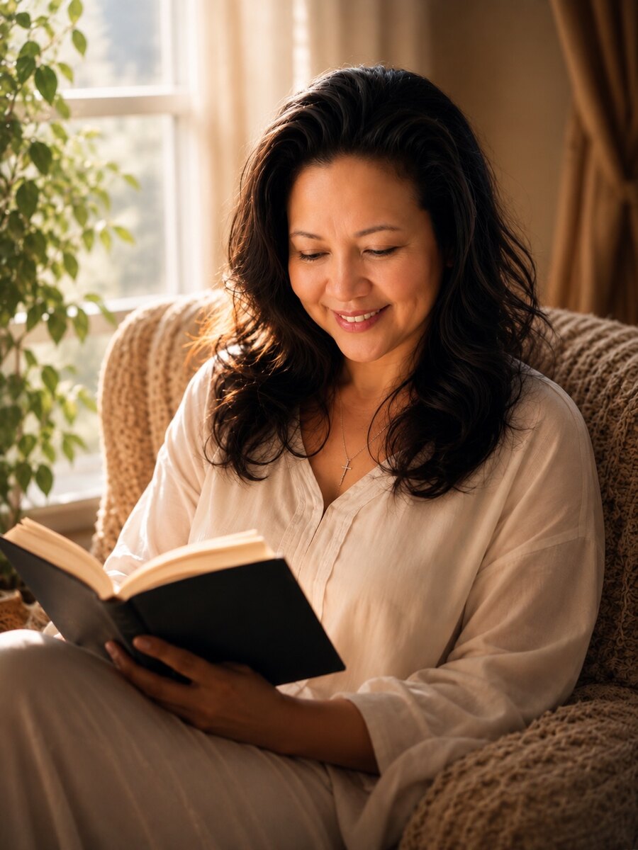 Gina Marie reading during quiet time