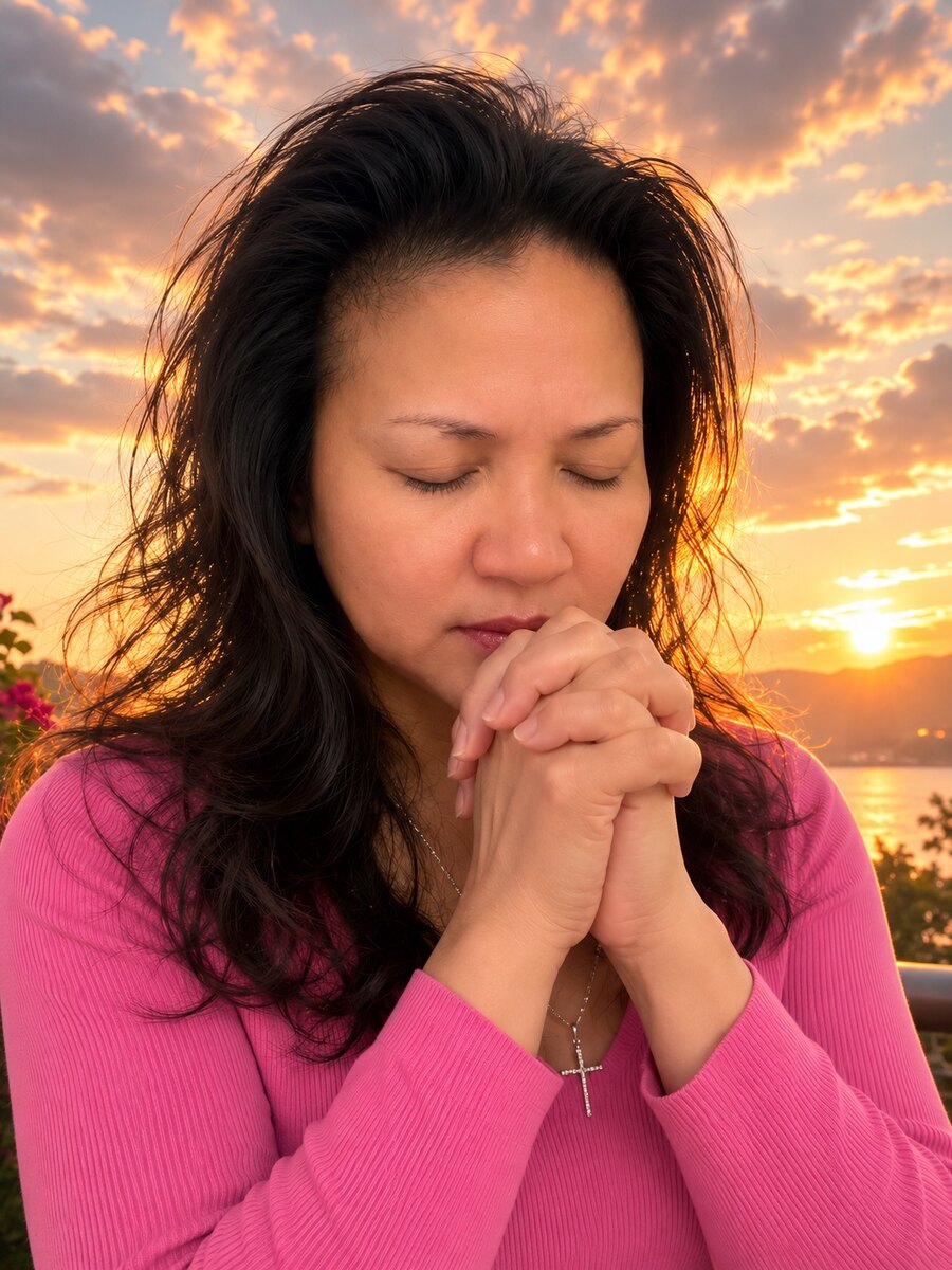 Gina Marie in a peaceful moment of prayer