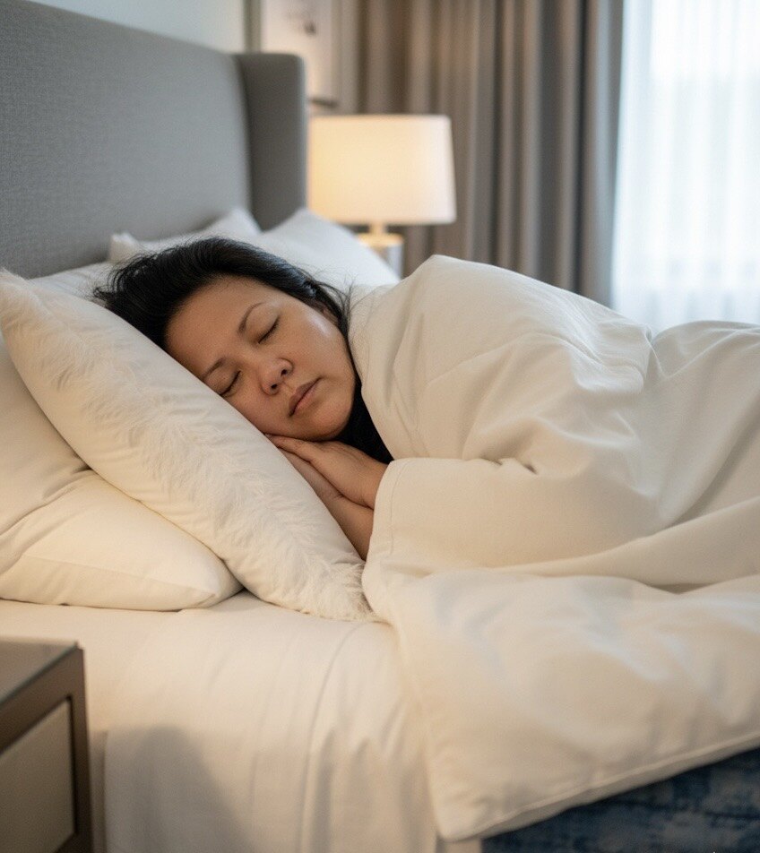 Gina Marie resting in a calm bedroom